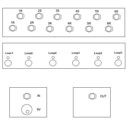 6CH True Bypass Looper For Pancake Connectors With All PREMIUM Switches In  A Row - Six (6) Loops