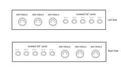 3 MIDI Through Plus x5 TS Mono 1/4" Isolated Jacks Guitar Pedalboard Patch Bay