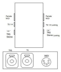 2 Way Junction Box Locking Neutrik Jacks (one TRS one TS) with MIDI Through,Junction Box- AMERICAN LOOPERS - MADE IN USA